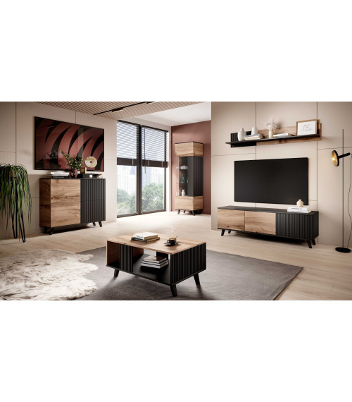 RANDOM P-1 półka wisząca dąb wotan/czarny (1p1szt)