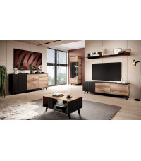 RANDOM P-2 półka wisząca dąb wotan/czarny (1p1szt)