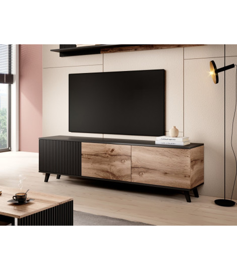 RANDOM RTV-2 stolik RTV 180 cm dąb wotan/czarny (2p1szt)