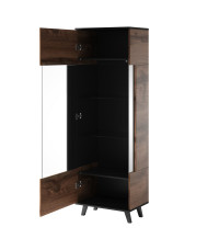 RANDOM W-1 witryna dąb wotan/czarny (2p1szt)