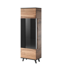 RANDOM W-1 witryna dąb wotan/czarny (2p1szt)