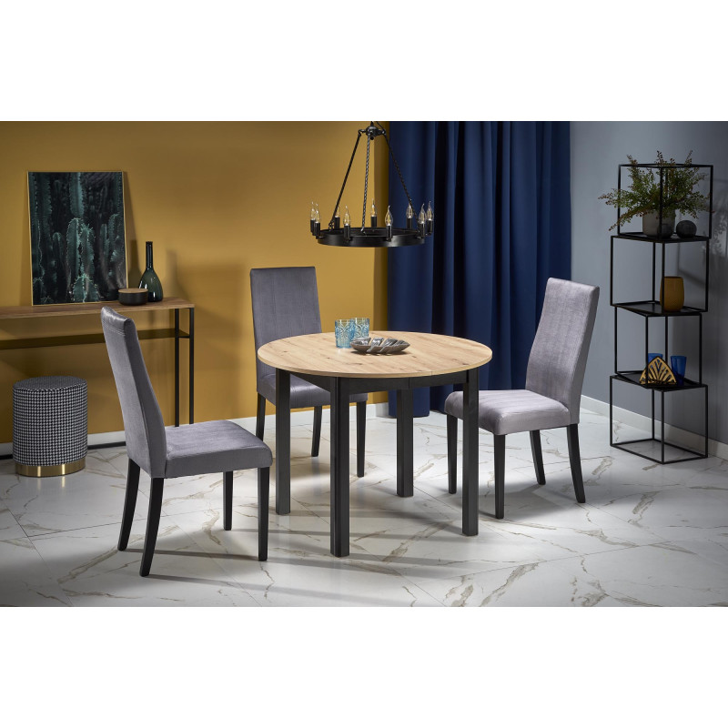 RINGO stół kolor blat dąb artisan, nogi - czarny (102-142x102x76 cm) (2p1szt)