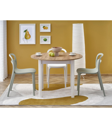 RINGO stół kolor blat dąb craft, nogi - biały (102-142x102x76 cm) (2p1szt)