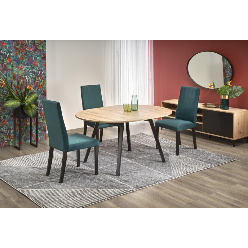 RUBEN stół kolor blat - dąb artisan, nogi - czarny (102-142x102x75 cm) (2p1szt)