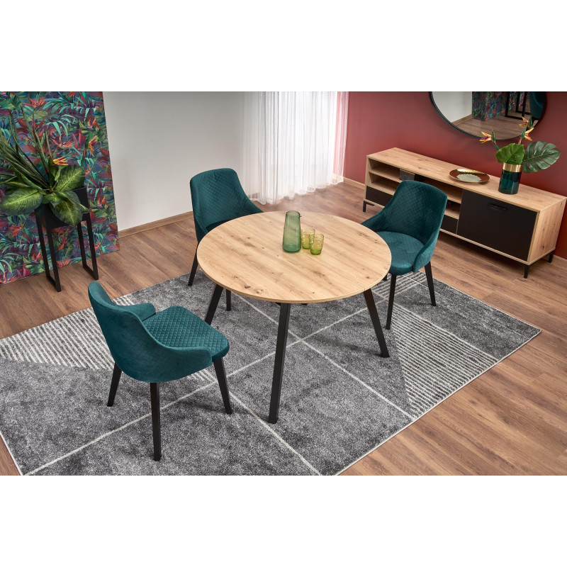 RUBEN stół kolor blat - dąb artisan, nogi - czarny (102-142x102x75 cm) (2p1szt)