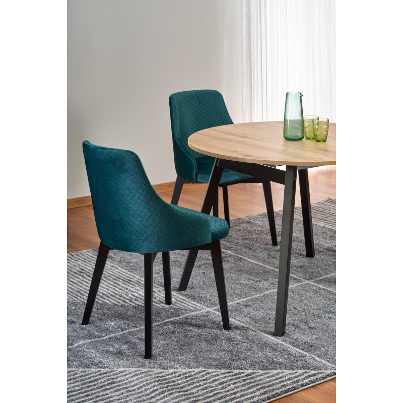 RUBEN stół kolor blat - dąb artisan, nogi - czarny (102-142x102x75 cm) (2p1szt)