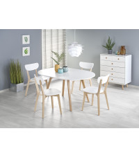 RUBEN stół kolor blat - biały, nogi - dąb miodowy (102-142x102x75 cm) (2p1szt)