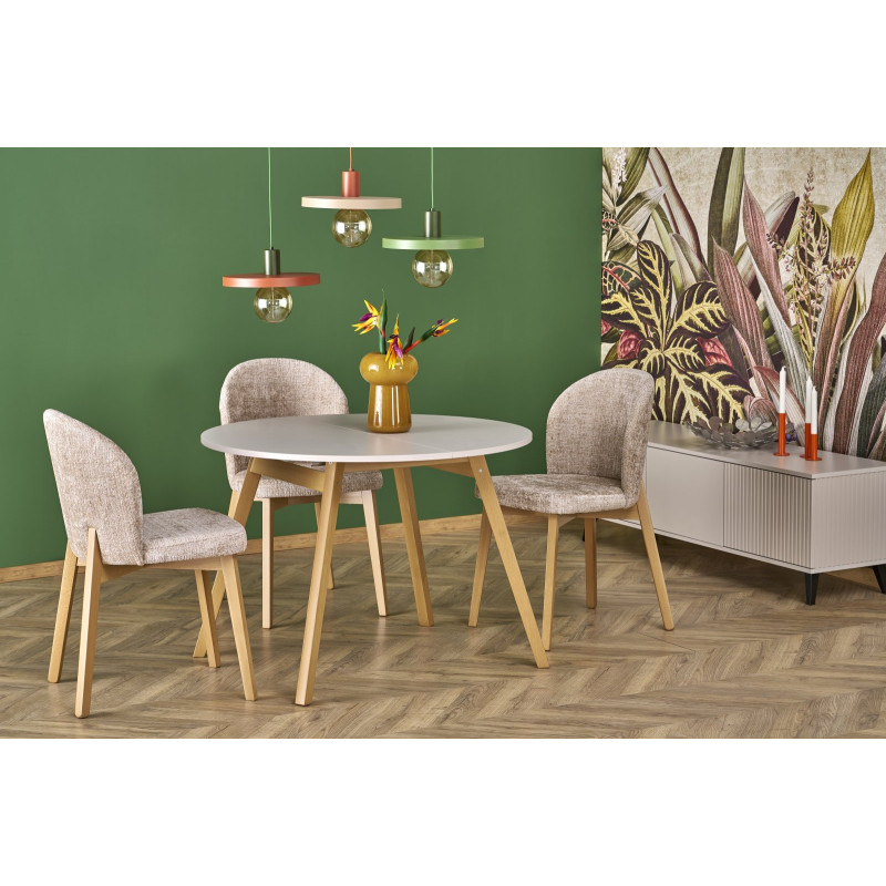 RUBEN stół kolor blat - kaszmir, nogi - naturalny (102-142x102x75 cm) (2p1szt)