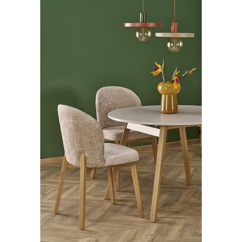 RUBEN stół kolor blat - kaszmir, nogi - naturalny (102-142x102x75 cm) (2p1szt)