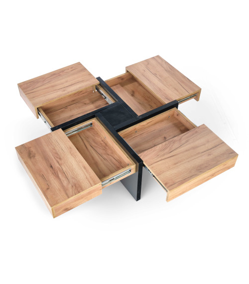 SEVILLA ława blat: dąb craft, nogi: czarny (3p1szt)