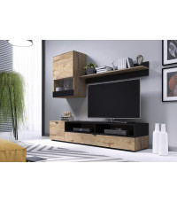 SNAP meblościanka dąb lefkas/ czarny mat (2p1szt)