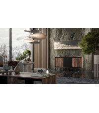 SWING KM-1 komoda orzechowy/czarny, nogi: czarny (2p1szt)