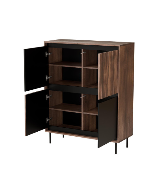 SWING KM-2 komoda orzechowy/czarny, nogi: czarny (2p1szt)