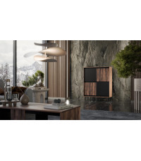 SWING KM-2 komoda orzechowy/czarny, nogi: czarny (2p1szt)