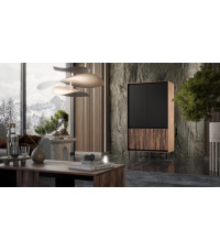 SWING S-1 szafa orzechowy/czarny, nogi: czarny (2p1szt)