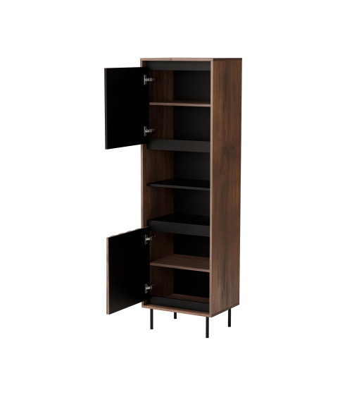 SWING W-1 witryna orzechowy/czarny, nogi: czarny (1p1szt)