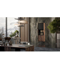 SWING W-1 witryna orzechowy/czarny, nogi: czarny (1p1szt)