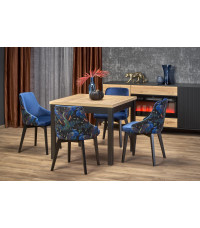 TIAGO KWADRAT stół rozkładany 90-125/90 blat: dąb craft, nogi: czarny (2p1szt)