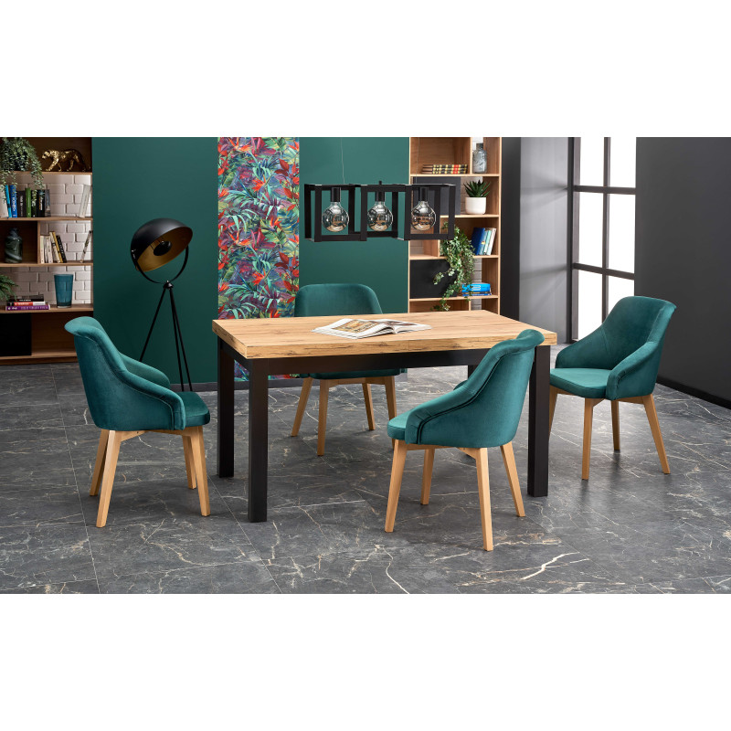 TIAGO stół rozkładany 140-220/80 blat: dąb craft, nogi: czarny (3p1szt)