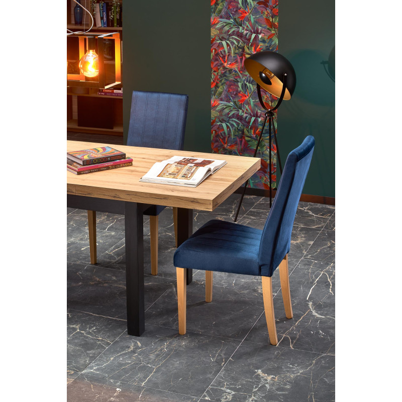 TIAGO stół rozkładany 140-220/80 blat: dąb craft, nogi: czarny (3p1szt)