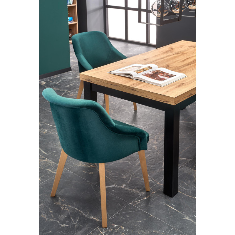 TIAGO stół rozkładany 140-220/80 blat: dąb craft, nogi: czarny (3p1szt)