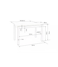 TIAGO stół rozkładany 140-220/80 blat: dąb craft, nogi: czarny (3p1szt)