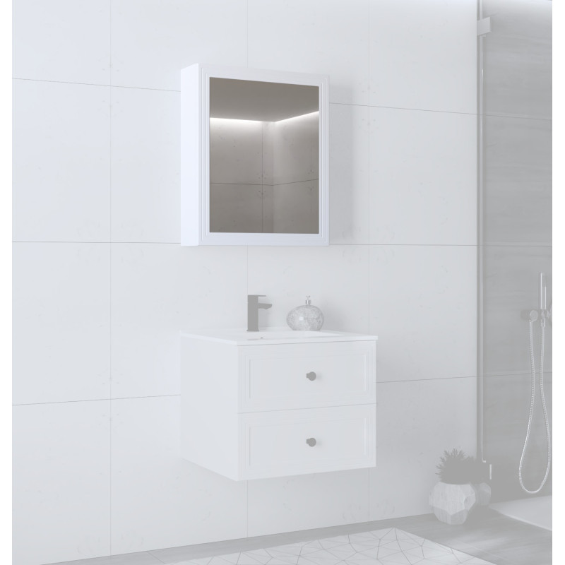 TORETO Szafka lustrzana 70x60/1D (MDF ramiak) biały (1p1szt) TORETO Szafka lustrzana 70x60/1D (MDF ramiak) biały (1p1szt)