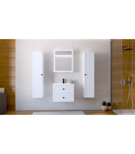 TORETO Szafka lustrzana 70x60/1D (MDF ramiak) biały (1p1szt)