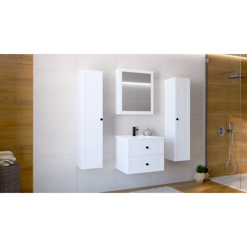 TORETO Szafka lustrzana 70x60/1D (MDF ramiak) biały (1p1szt) TORETO Szafka lustrzana 70x60/1D (MDF ramiak) biały (1p1szt)
