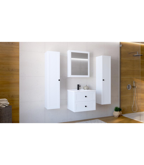 TORETO Szafka lustrzana 70x60/1D (MDF ramiak) biały (1p1szt)