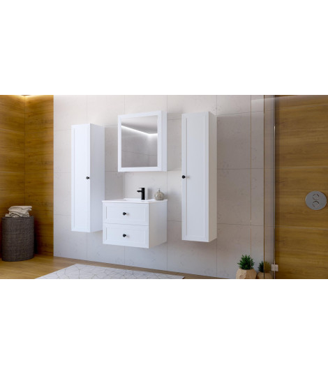 TORETO Szafka lustrzana 70x60/1D (MDF ramiak) biały (1p1szt)