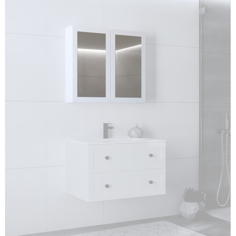 TORETO Szafka lustrzana 70x80/2D (MDF ramiak) biały (1p1szt) TORETO Szafka lustrzana 70x80/2D (MDF ramiak) biały (1p1szt)