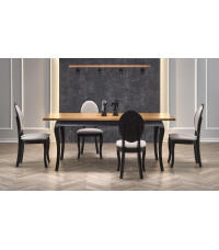 WINDSOR stół rozkładany 160-240x90x76 cm kolor ciemny dąb/czarny (2p1szt)