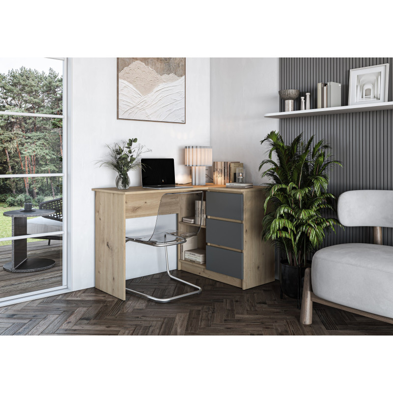 BEGA biurko, dąb artisan / grafitowy (2p1szt)