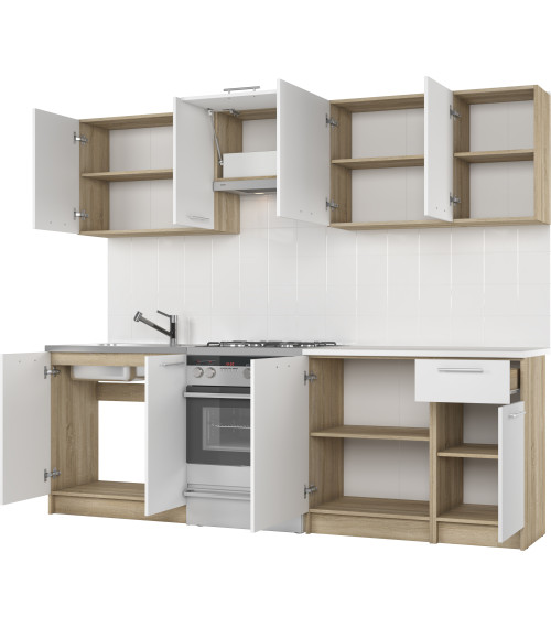 DARIA 240 kuchnia zestaw korpus: dąb sonoma, fronty: białe (10p1kpl)
