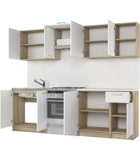 DARIA 240 kuchnia zestaw korpus: dąb sonoma, fronty: białe (10p1kpl)