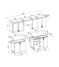 ELIZABETH 240 kuchnia zestaw korpus: dąb sonoma, front: popielaty (10p1kpl)