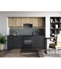 EMMA 240 kuchnia zestaw korpus: dark carbon wood, front: dąb artisan / czarny (10p1kpl)