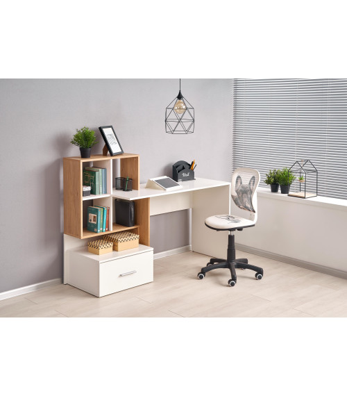 GROSSO biurko dąb złoty / biały (1p1szt)