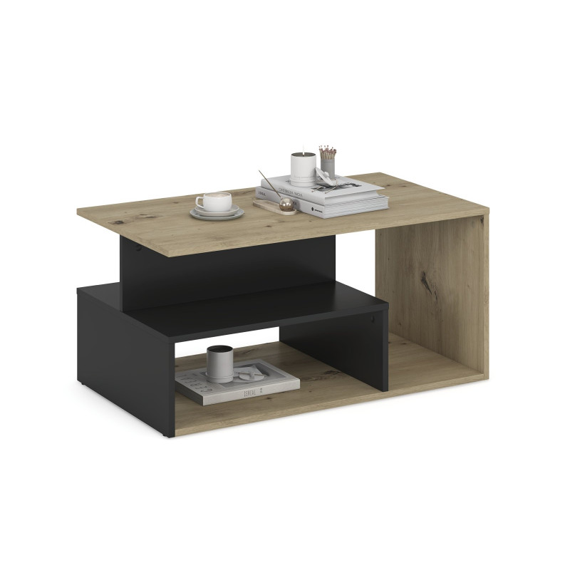 IVA ława, dąb artisan / czarny (1p1szt)