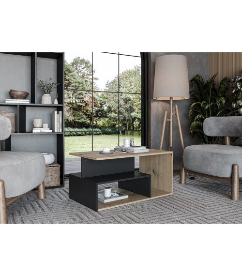 IVA ława, dąb artisan / czarny (1p1szt)