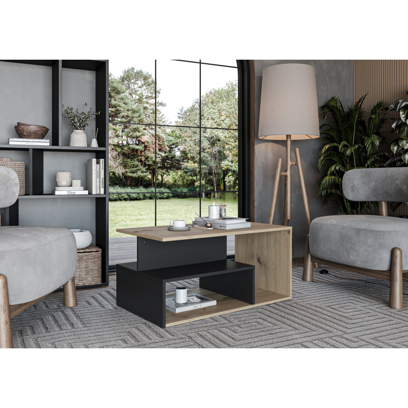 IVA ława, dąb artisan / czarny (1p1szt)