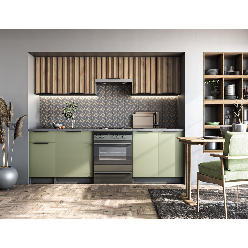 KSENIA 240 kuchnia zestaw korpus: antracyt, front: orzech / pistacja (10p1kpl)