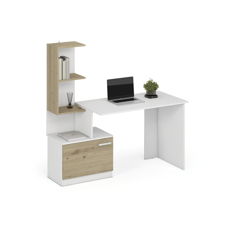 MISO biurko, biały / dąb artisan (2p1szt)