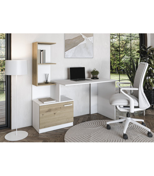 MISO biurko, biały / dąb artisan (2p1szt)