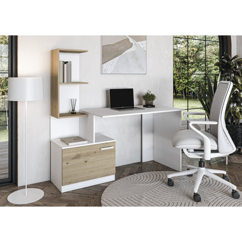 MISO biurko, biały / dąb artisan (2p1szt)