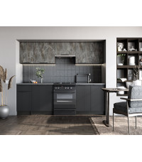 TAMARA 240 kuchnia zestaw korpus: carbon wood, front: popielaty marmur / czarny (10p1szt)