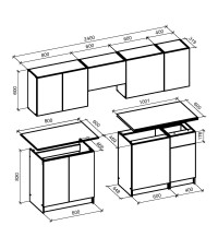 TATIANA 240 kuchnia zestaw korpus: dąb sonoma, front: orzech/kaszmir (10p1szt)