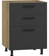 VENTO D3S-60/82 szafka dolna z szufladami, mechanizm Hettich front: antracyt (1p1szt)