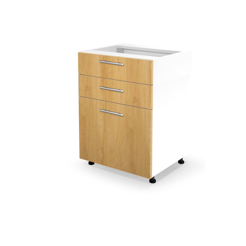 VENTO D3S-60/82 szafka dolna z szufladami, mechanizm Hettich front: dąb miodowy (1p1szt)